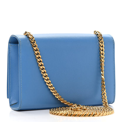 Saint Laurent Grain De Poudre Small Classic Monogram Kate Satchel Blue Clair 3 of 11