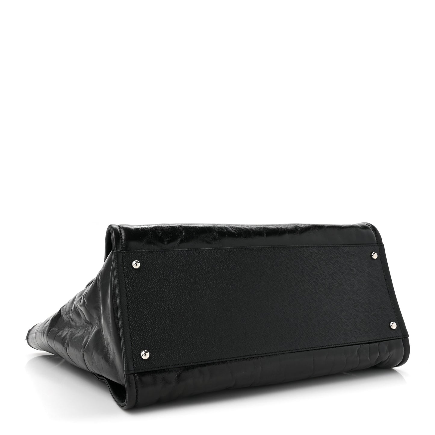 Glazed Calfskin Medium Deauville Tote Black