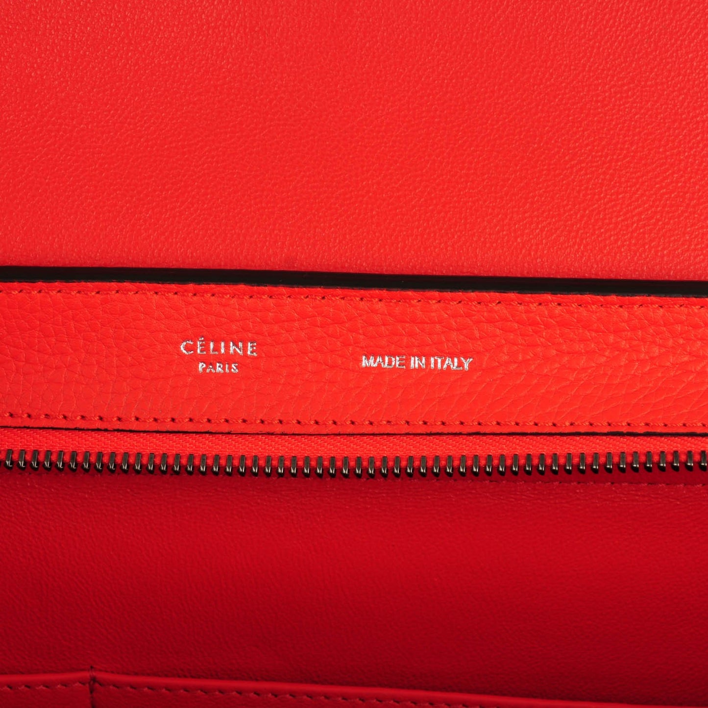 Drummed Calfskin Suede Medium Trapeze Vermillion