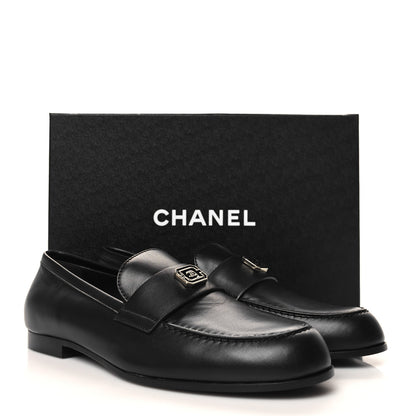 Chanel Lambskin Enamel CC Moccasin Loafers 40.5 Black 10 of 10