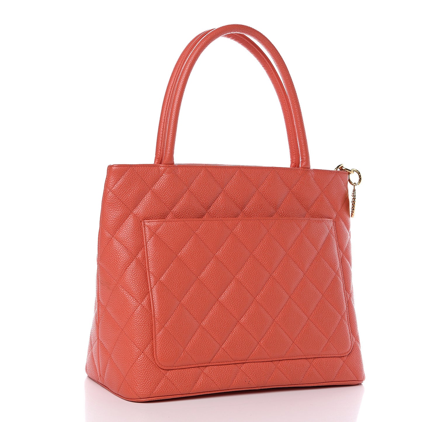 Caviar Quilted Medallion Tote Orange