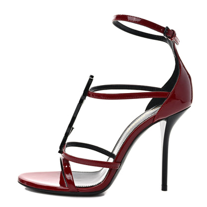 Saint Laurent Patent Calfskin Cassandra 100 Sandals 36 Red Laquer 1 of 10