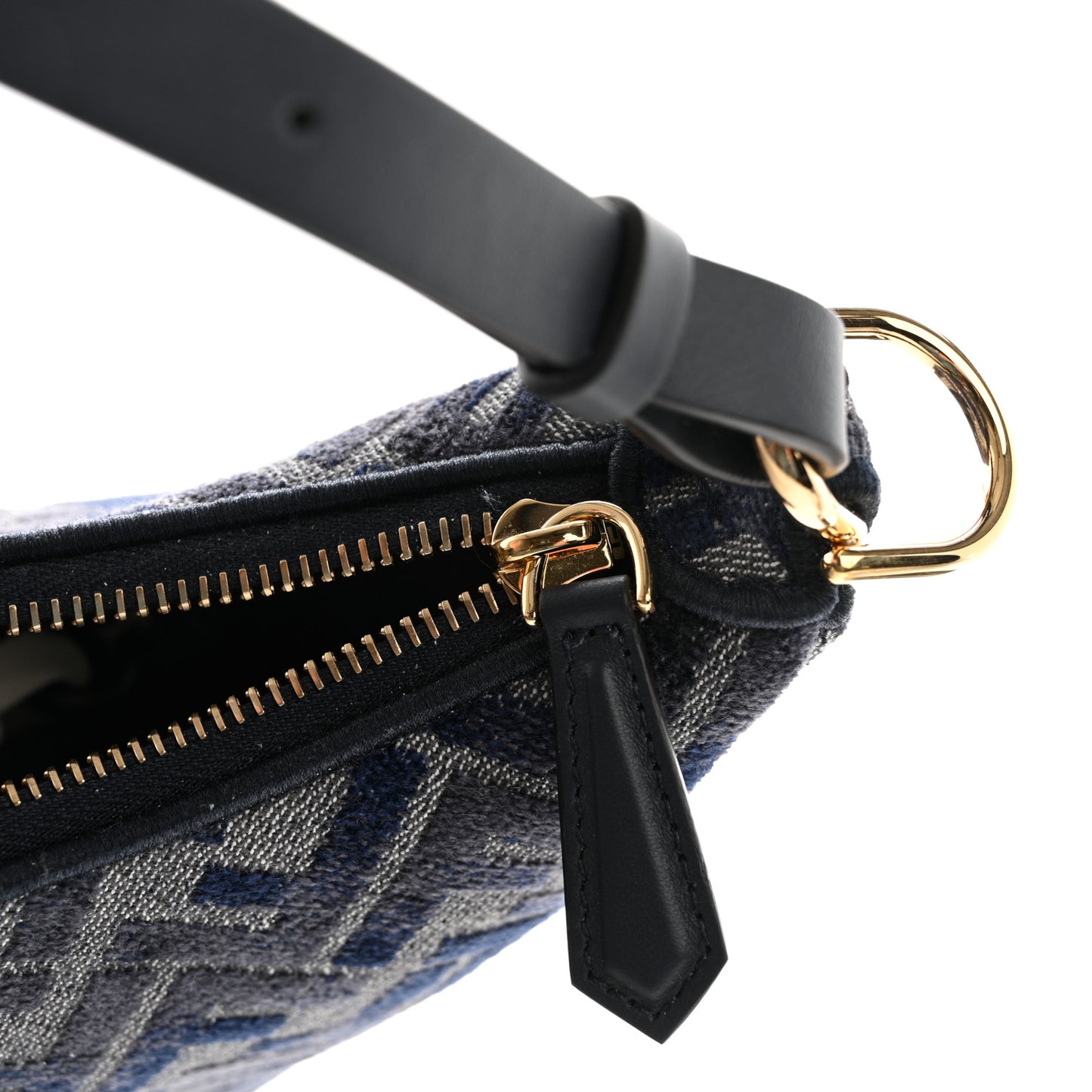 Chenille Vitello Grace FF 1974 Small Fendigraphy Hobo Bag Blue