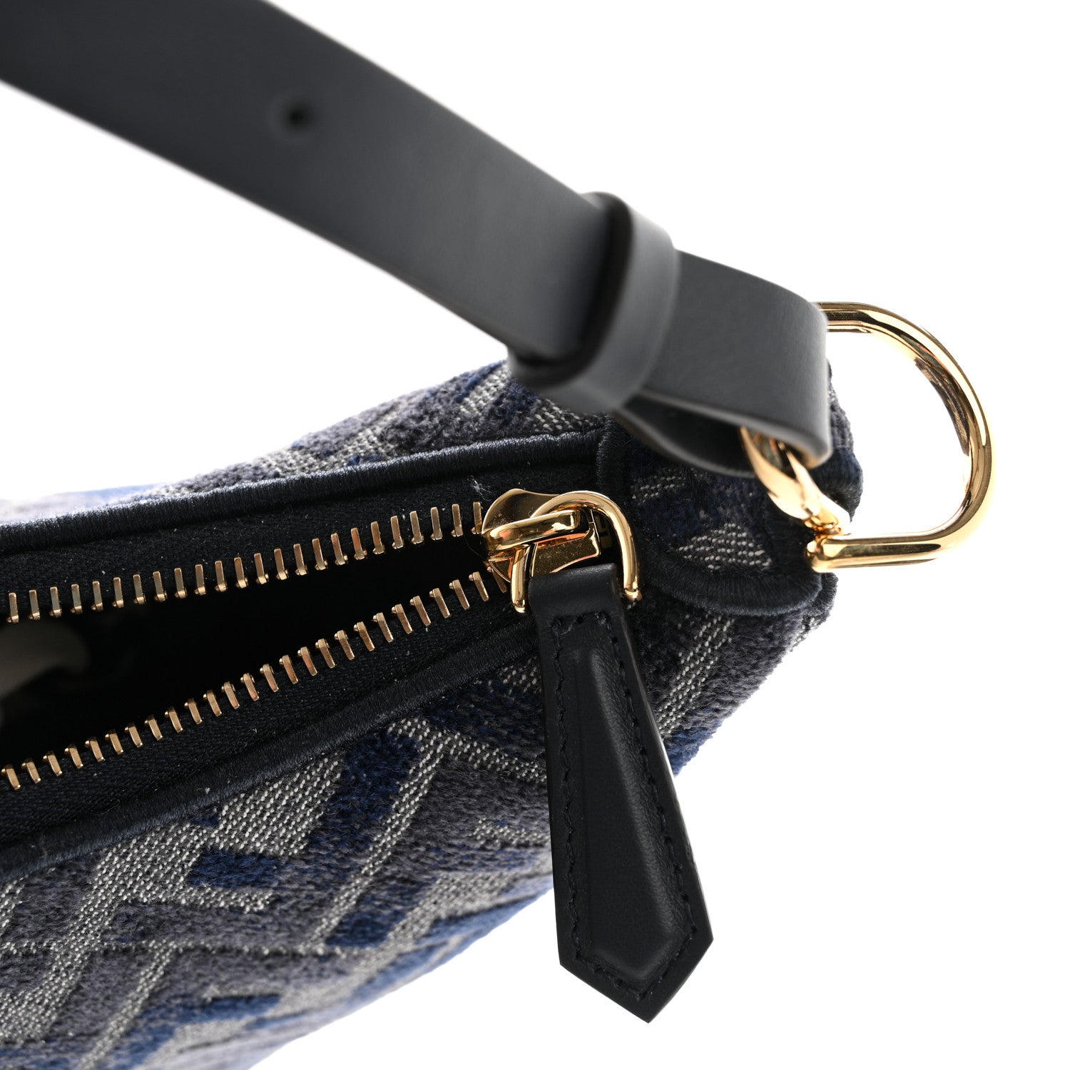 Fendi Chenille Vitello Grace FF 1974 Small Fendigraphy Hobo Bag Blue 11 of 11