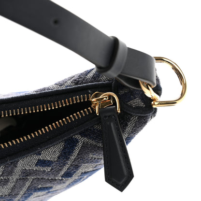 Fendi Chenille Vitello Grace FF 1974 Small Fendigraphy Hobo Bag Blue 11 of 11