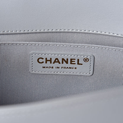 Chanel Calfskin Chevron Quilted Medium Boy Flap Grey 6 of 12