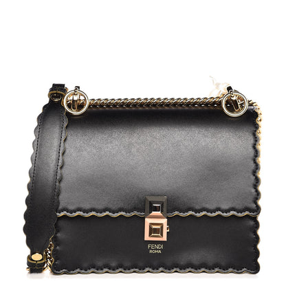 Fendi Vitello Liberty Scalloped Studded Small Kan I Shoulder Bag Black 1 of 8