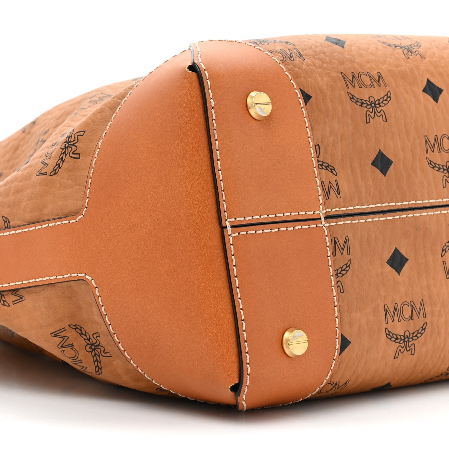 Visetos Small Soft Berlin Drawstring Bucket Bag Cognac