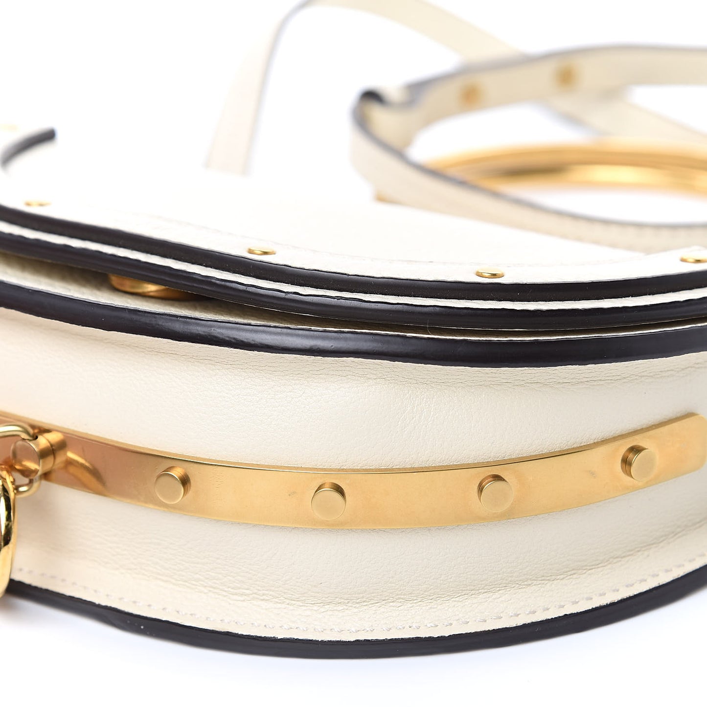 Calfskin Small Nile Bracelet Minaudiere Bag Off White