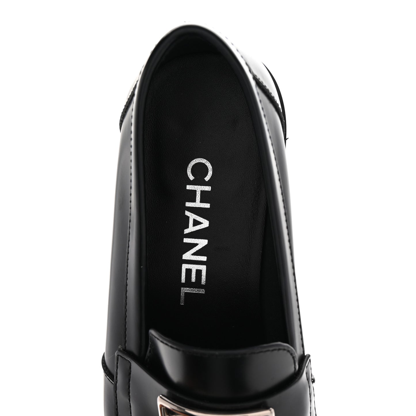 Calfskin Metal CC Loafers 36.5 Black