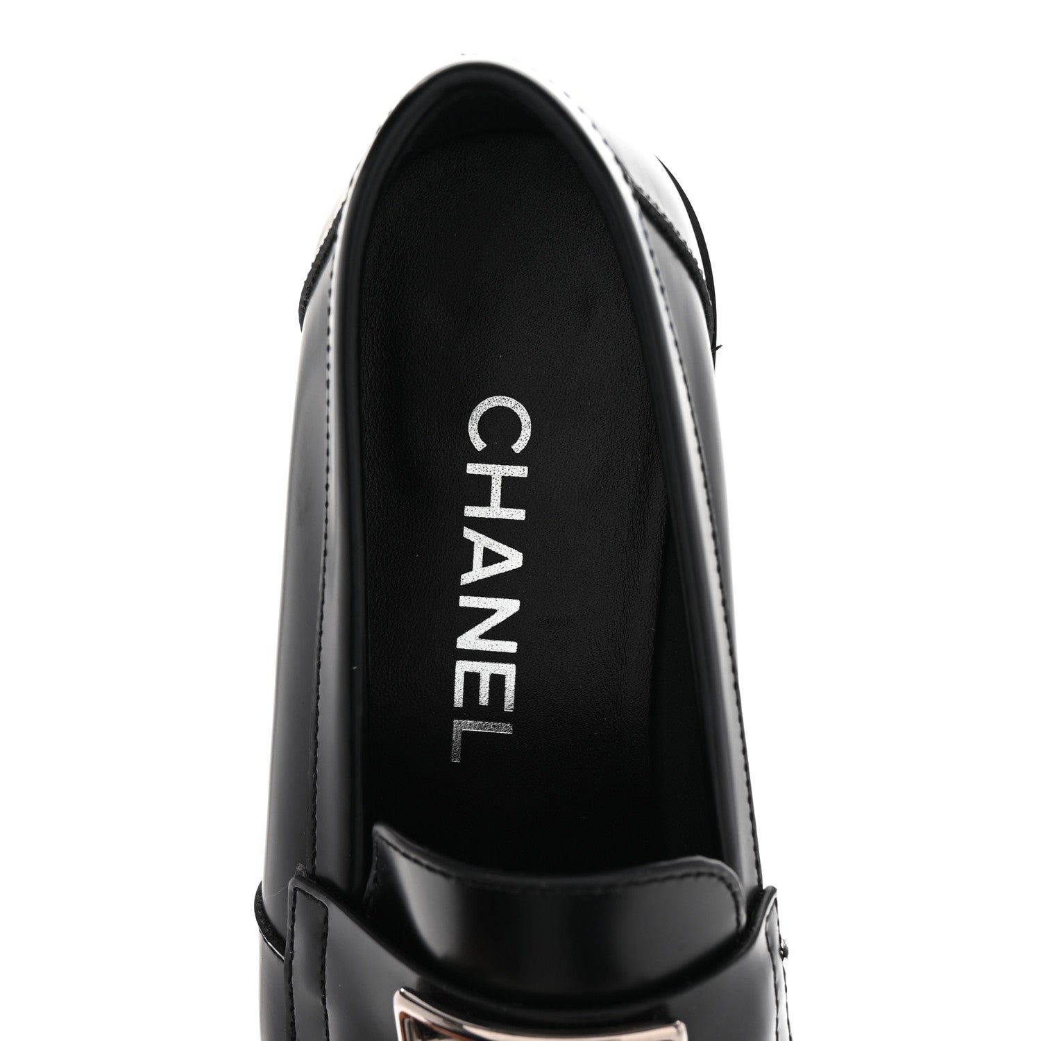 Chanel Calfskin Metal CC Loafers 36.5 Black 7 of 9