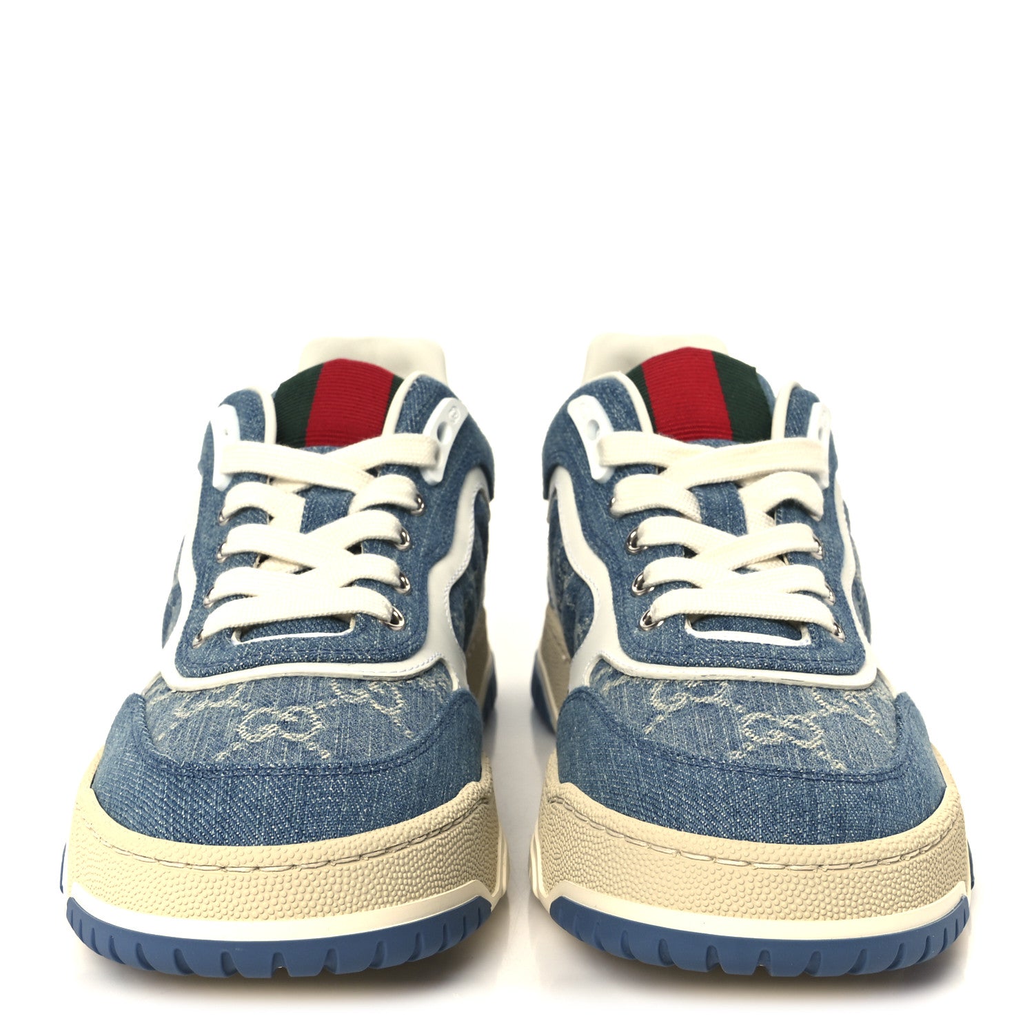 Gucci Denim GG Monogram Womens Re-Web Sneakers 38 Light Blue 3 of 11
