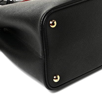 Prada Saffiano Cuir Medium Double Bag Black Fuoco 9 of 10