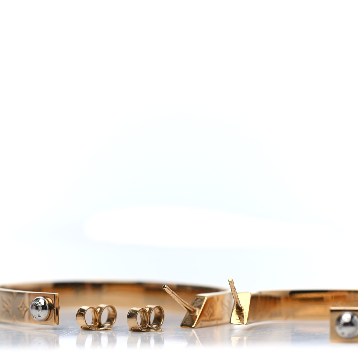 Louis Vuitton Nanogram Hoop Earrings Gold 3 of 5