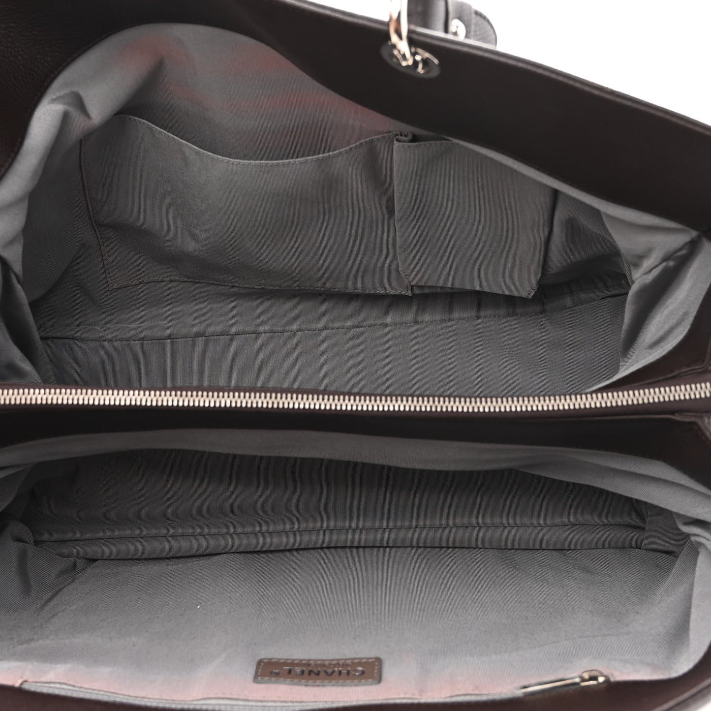 Soft Caviar Quilted Large CC Timeless Tote Dark Brown
