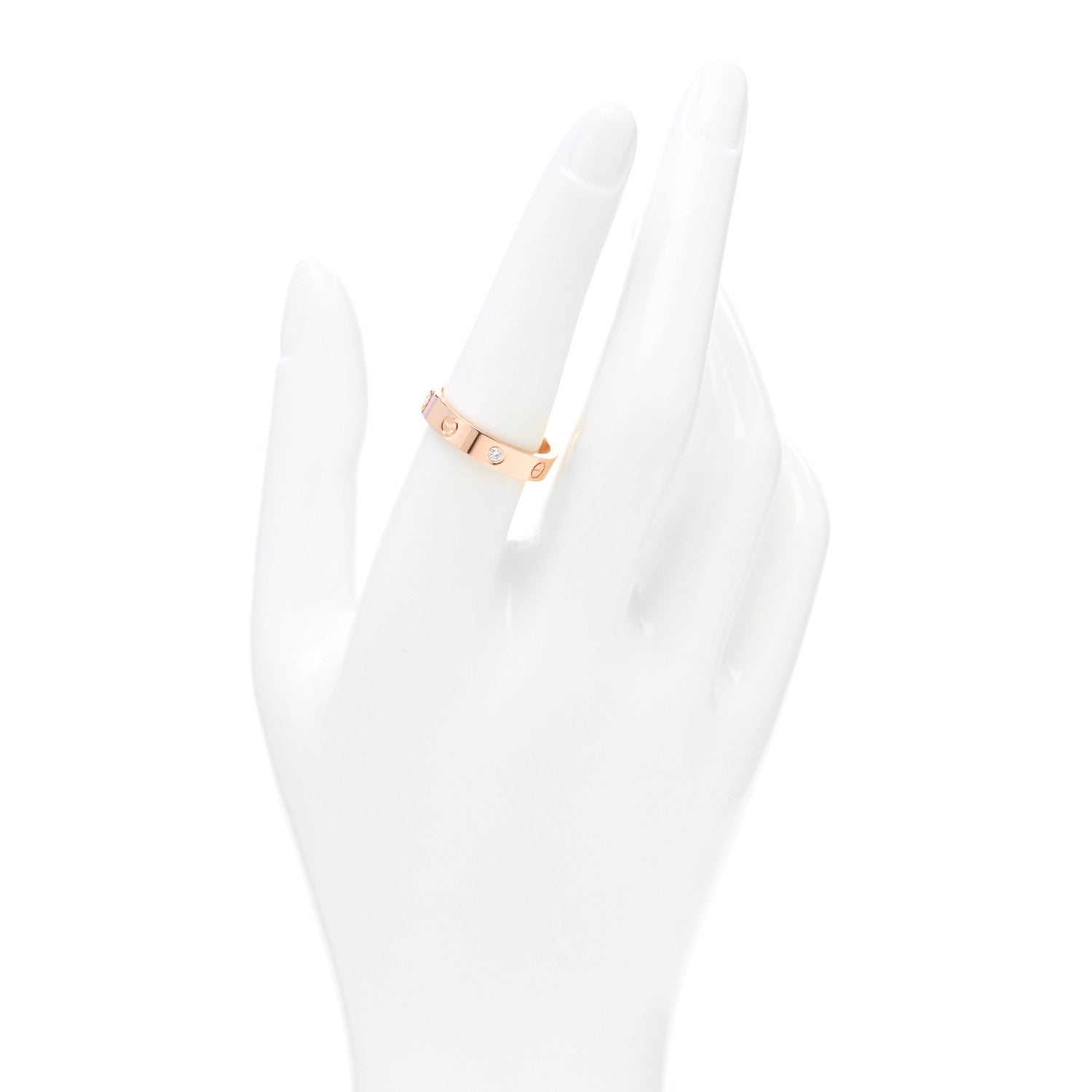 Cartier 18K Pink Gold Diamond 4mm LOVE Wedding Band Ring 56 7.5 2 of 5