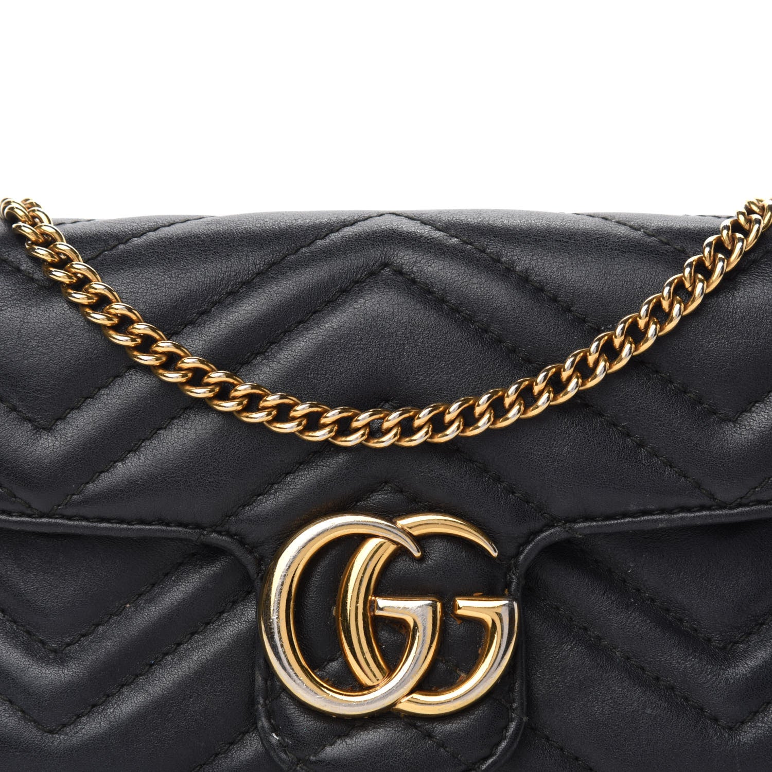 Gucci Calfskin Matelasse Super Mini GG Marmont Shoulder Bag Black 15 of 16