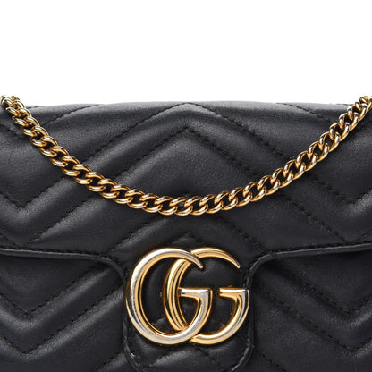 Gucci Calfskin Matelasse Super Mini GG Marmont Shoulder Bag Black 15 of 16