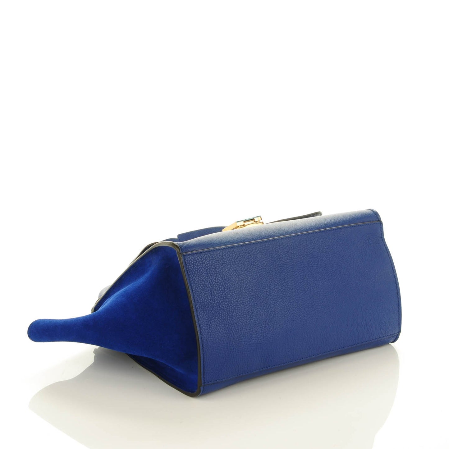 Drummed Calfskin Suede Small Trapeze Indigo