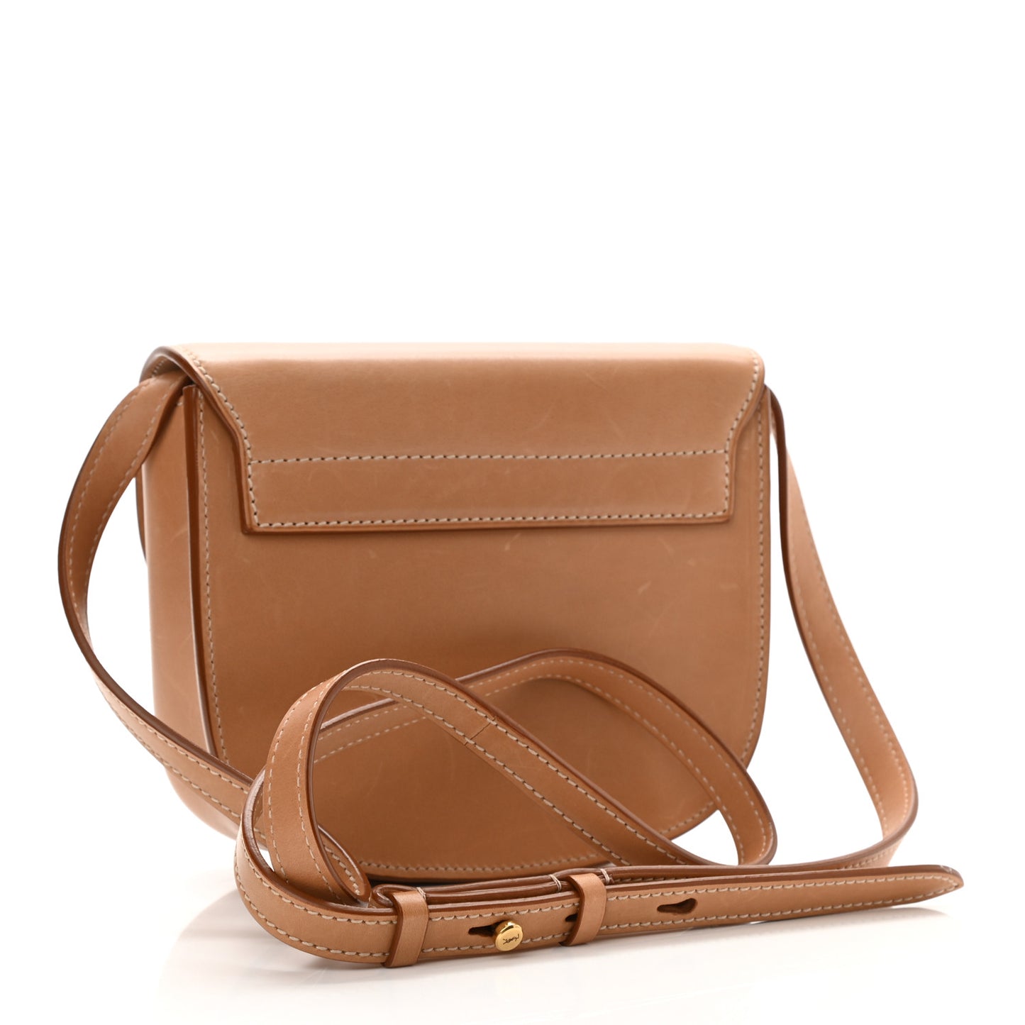Smooth Vintage Calfskin Small Kaia Satchel Brown Gold
