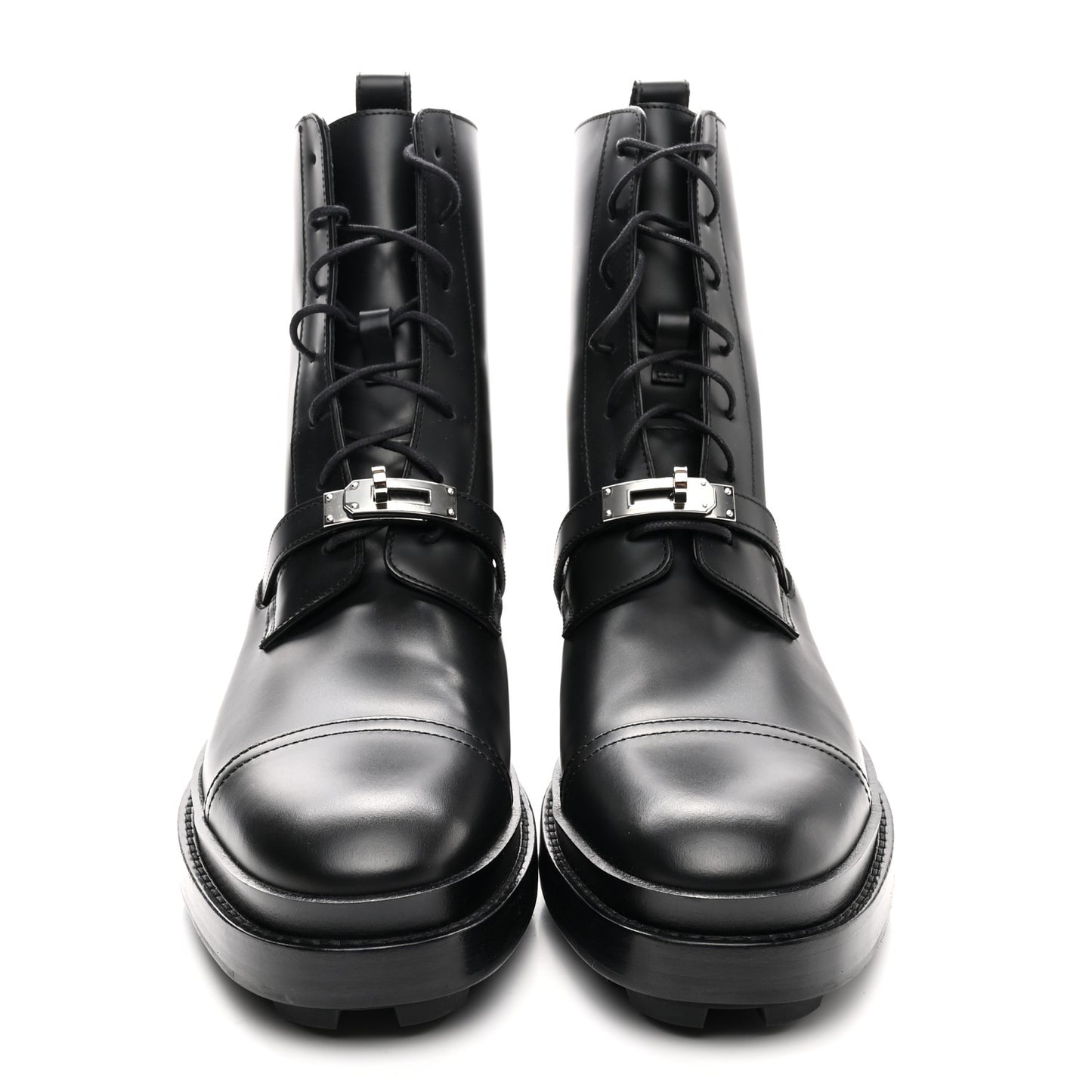 Glossed Calfskin Funk Ankle Boots 41 Black