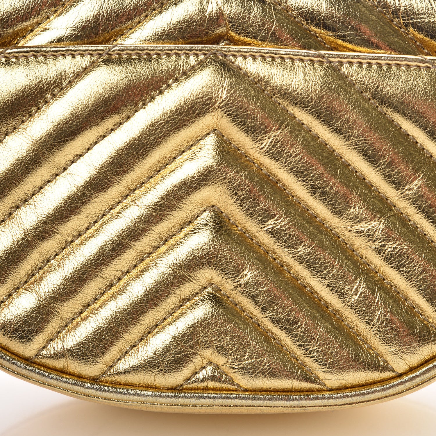 Saint Laurent Metallic Calfskin Matelasse Monogram Small Bubble Chain Crossbody Gold 13 of 14