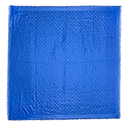 Louis Vuitton Silk Wool Monogram Shawl Blue 1 of 4