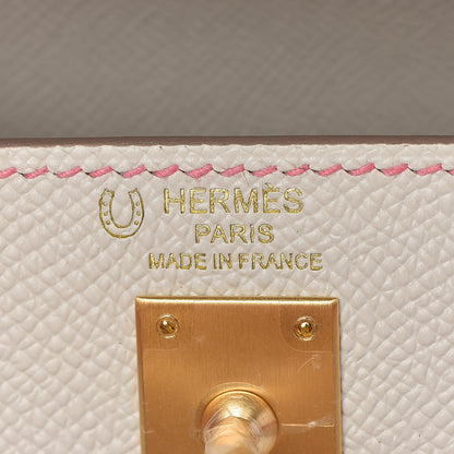Hermes Epsom Bi-Color Horseshoe Kelly Sellier 25 Craie Rose Azalee 19 of 36