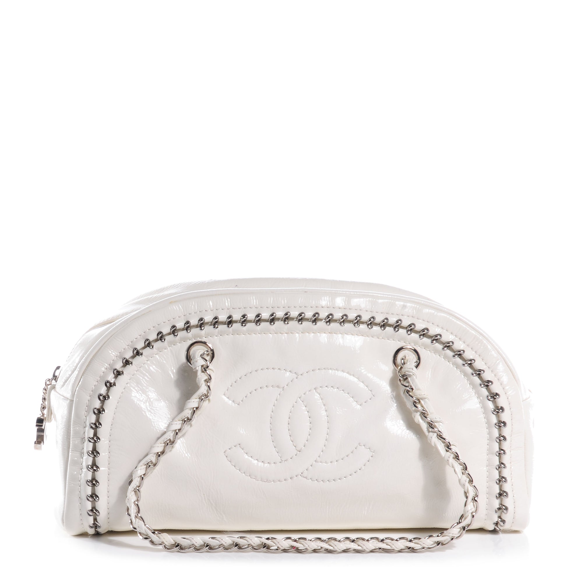 Chanel Patent Luxe Ligne Medium Bowler White 1 of 8