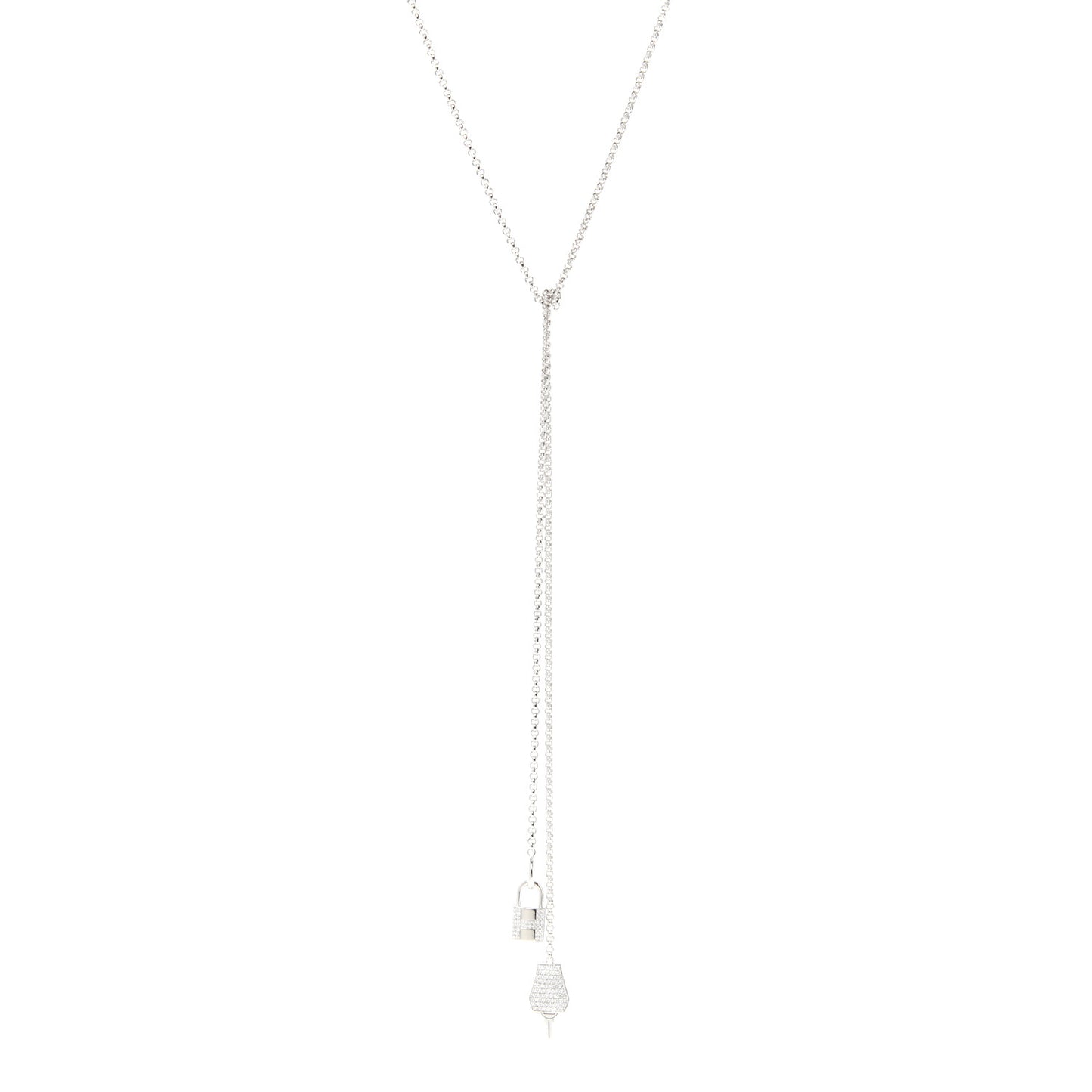 18K White Gold Diamond MM Kelly Clochette Long Necklace
