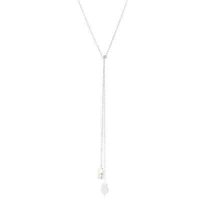 Hermes 18K White Gold Diamond MM Kelly Clochette Long Necklace 1 of 6