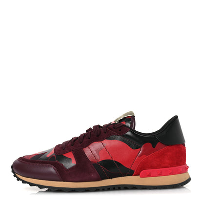 Valentino Garavani Nappa Suede Camouflage Mens Rockrunner Sneakers 45 Rubin Scarlet 1 of 14
