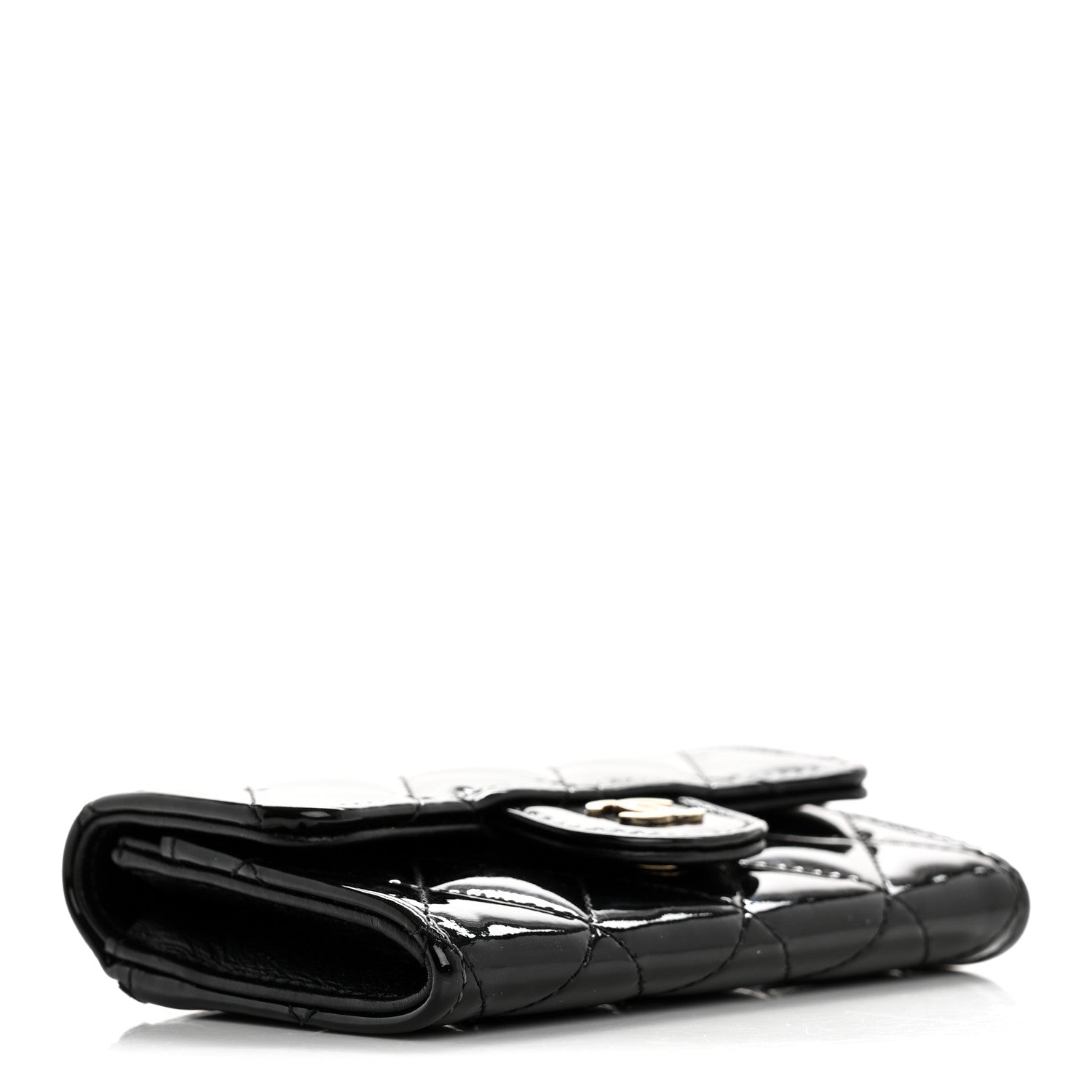 Chanel Patent Quilted Flap Card Holder Wallet Black 4 of 10