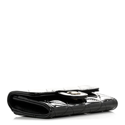 Chanel Patent Quilted Flap Card Holder Wallet Black 4 of 10