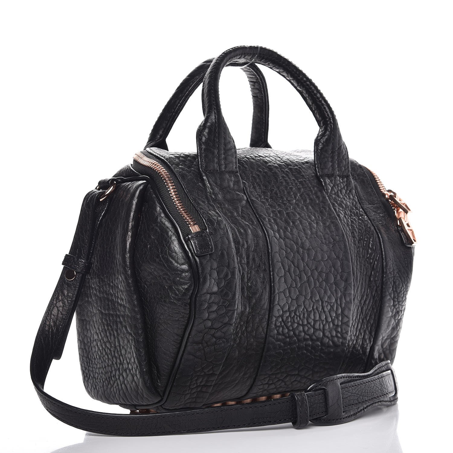 Alexander Wang Pebbled Lambskin Rockie Black Rose Gold Hardware 3 of 9