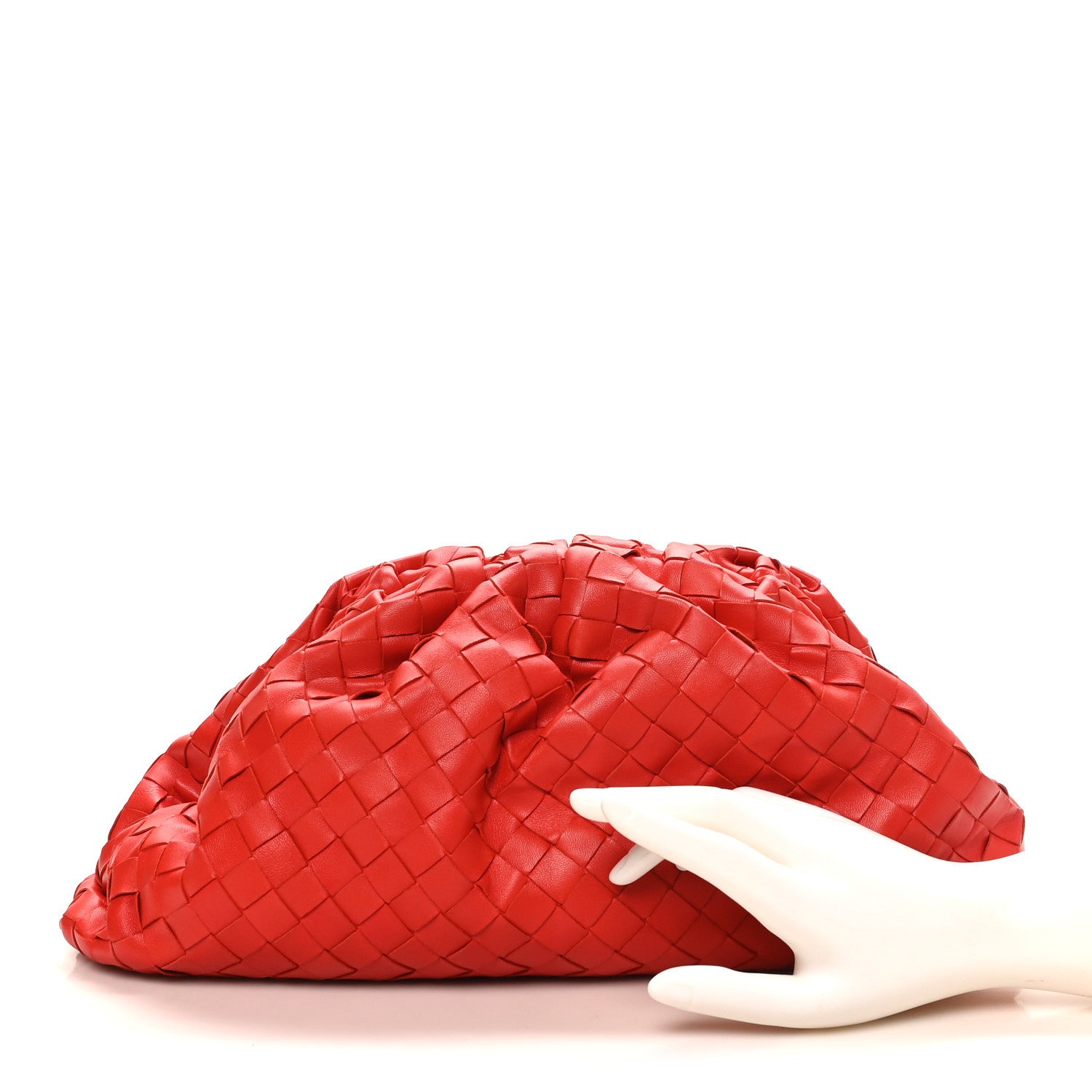 Bottega Veneta Nappa Maxi Intrecciato The Pouch Oversized Clutch Bright Red 2 of 10