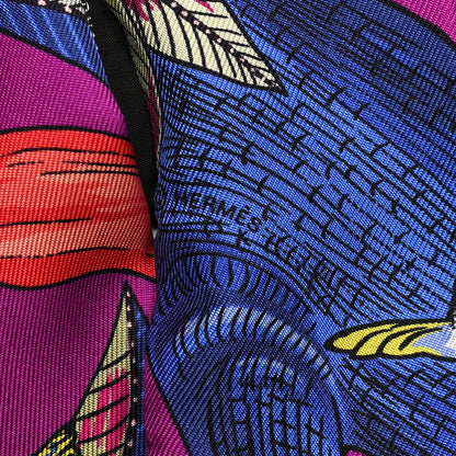 Hermes Silk Tree Of Song Twilly Fuchsia Bleu Rouge 3 of 4