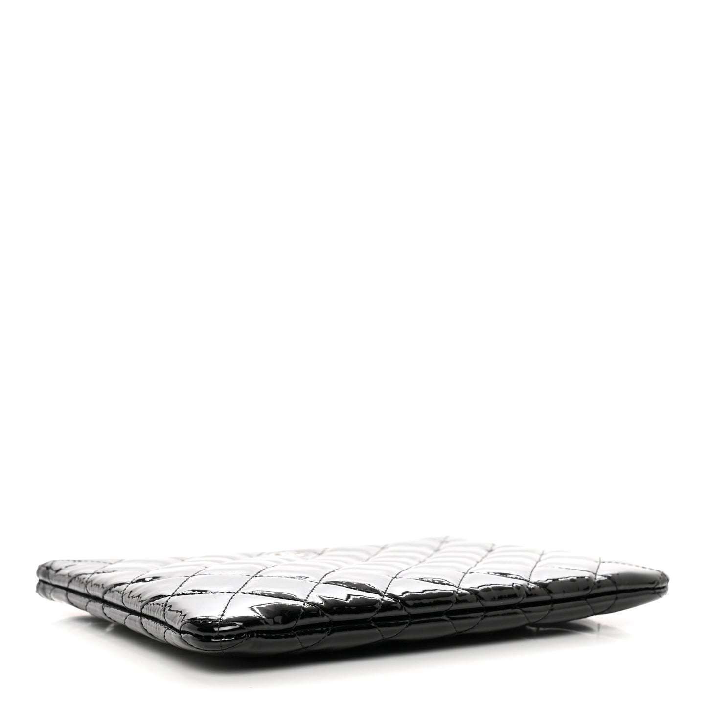 Patent Calfskin Quilted Medium Cosmetic Case Black