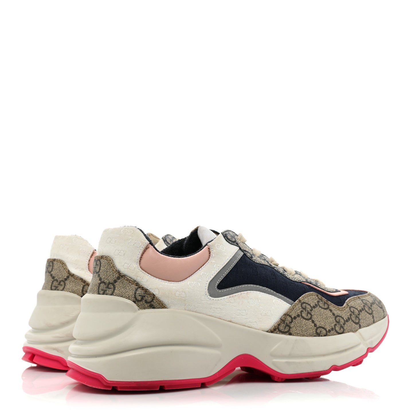 GG Supreme Monogram Mix Monogram Womens Rhyton Sneakers 39.5 London Blue Beige Pale Pink