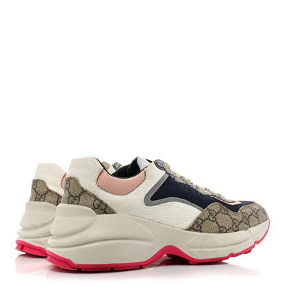 Gucci GG Supreme Monogram Mix Monogram Womens Rhyton Sneakers 39.5 London Blue Beige Pale Pink 5 of 17