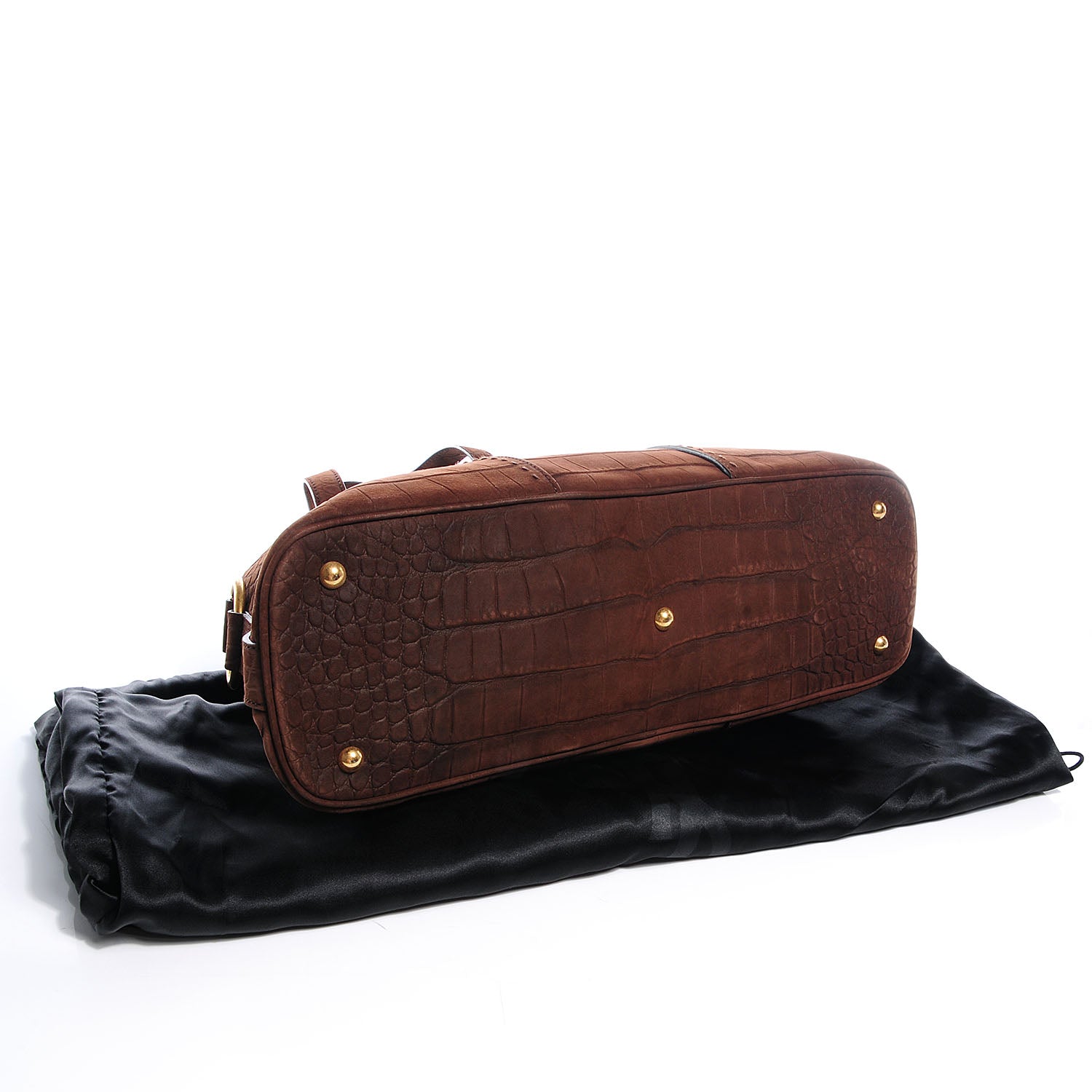 Saint Laurent Crocodile Embossed Large Nubuck Muse Brown 4 of 9