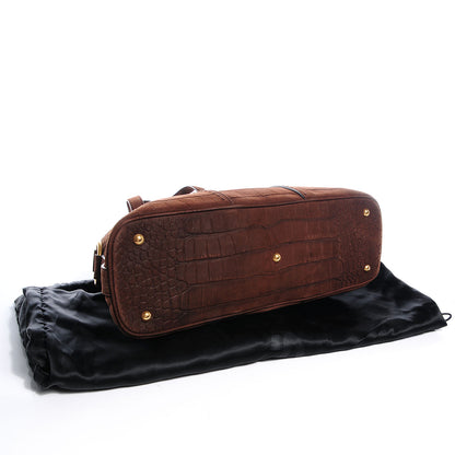 Saint Laurent Crocodile Embossed Large Nubuck Muse Brown 4 of 9