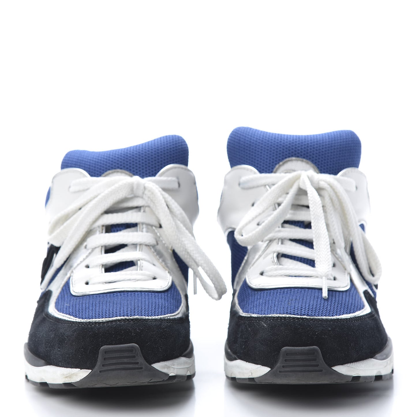 Suede Calfskin CC Sneakers 39 Blue Black