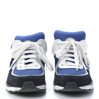 Chanel Suede Calfskin CC Sneakers 39 Blue Black 2 of 13
