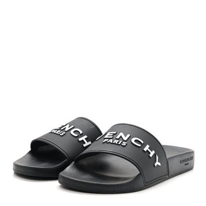 Givenchy Rubber Logo Pool Slide Sandals 40 Black 3 of 10