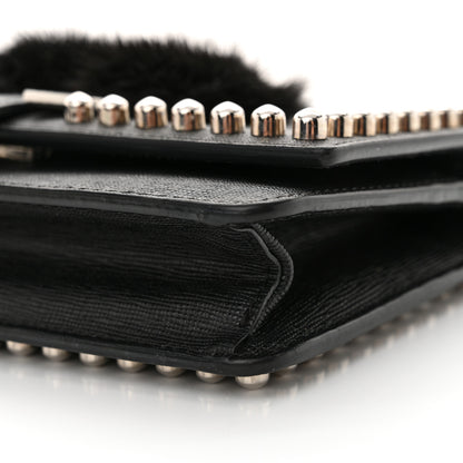 Fendi Vitello Elite Mink Fur Studded Karlito Tube Wallet on Chain Black 10 of 13