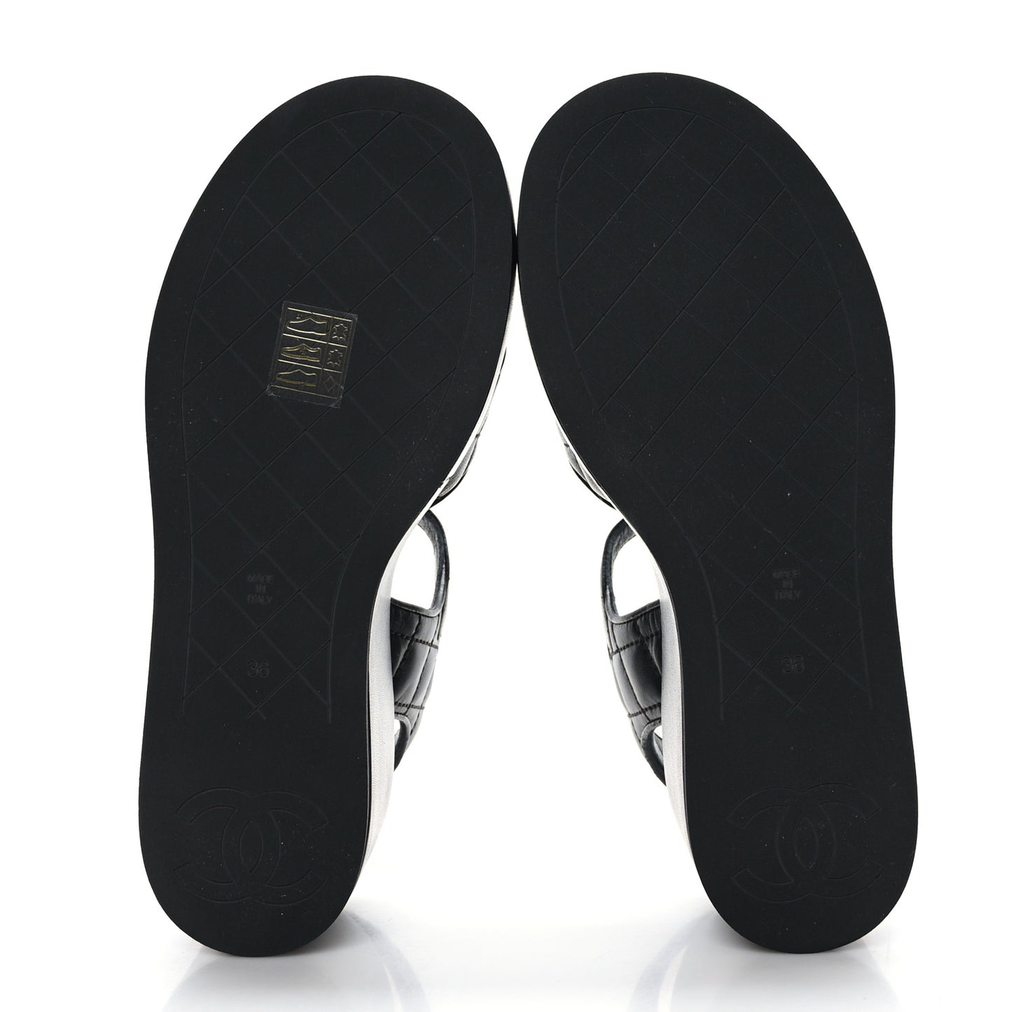Lambskin Quilted CC Platform Sandals 36 Black
