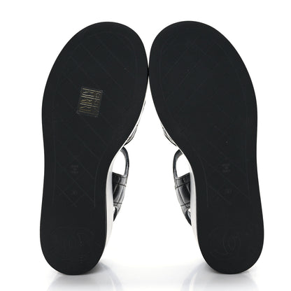 Chanel Lambskin Quilted CC Platform Sandals 36 Black 5 of 8