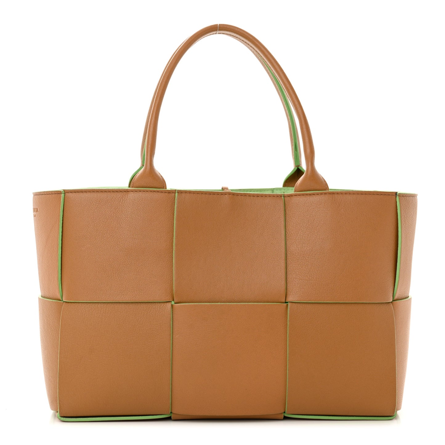Nappa Intrecciato Small Arco Tote Carmel Pistachio