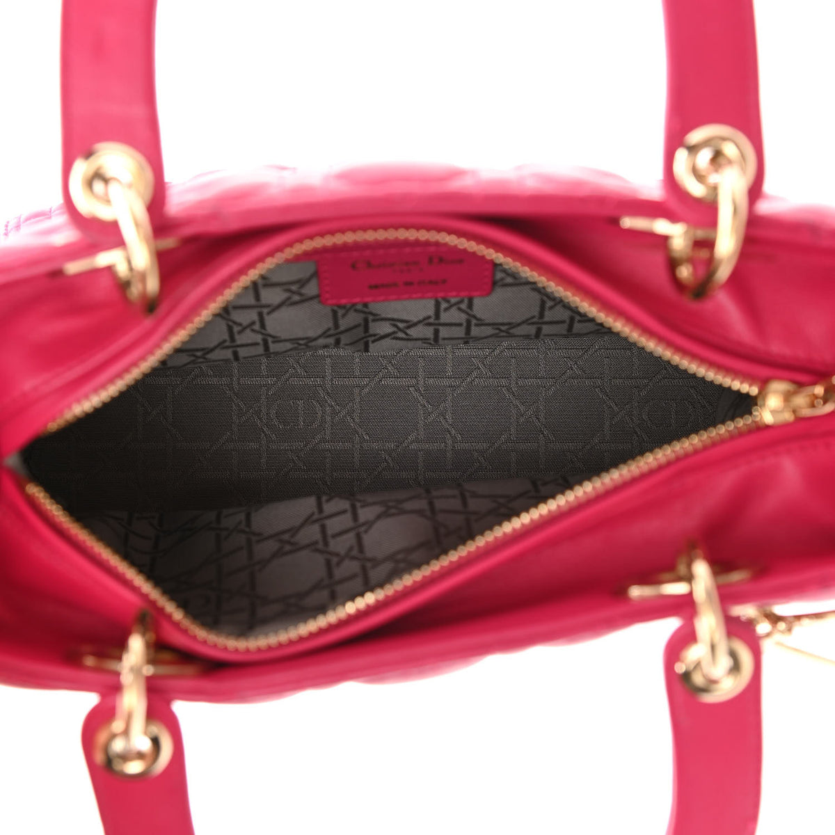 Christian Dior Lambskin Cannage Medium Lady Dior Fuchsia 5 of 14